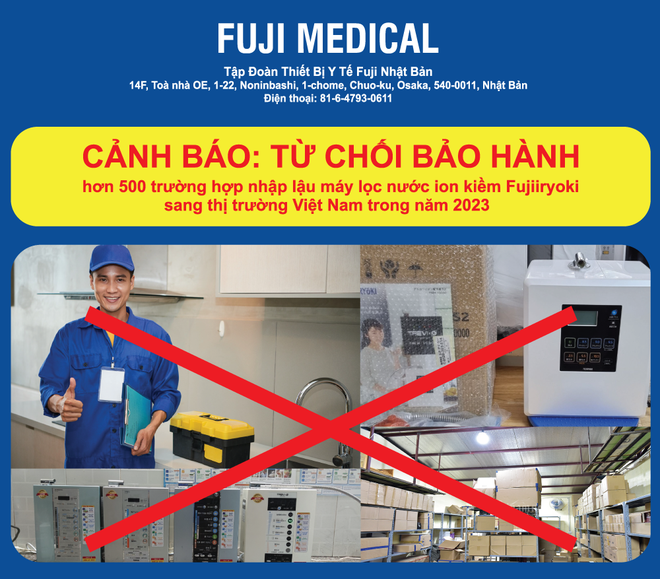 Fuji Medical cảnh báo từ chối bảo hành đối với sản phẩm Fujiiryoki nhập lậu sang thị trường Việt Nam